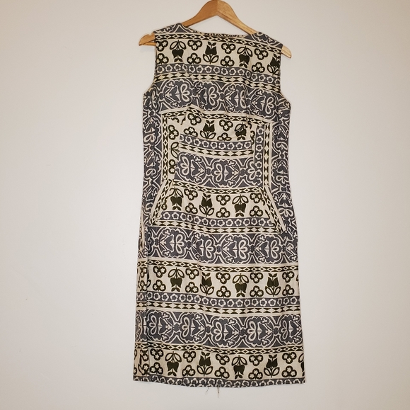 Tropical Escape Googie 60s Cream Sky and Forest Green Graphic Printed Dress - Picture 8 of 16